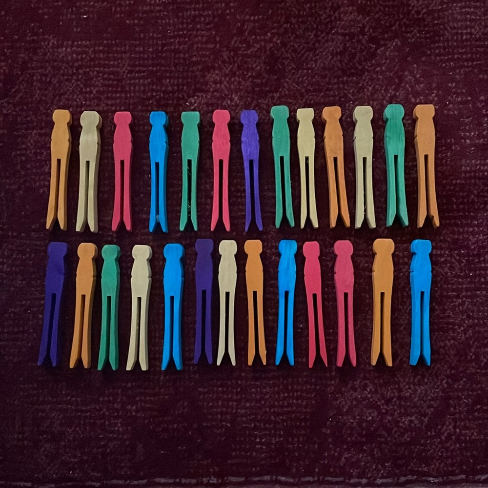 Vintage Wood Clothes Pins 4" Pins Lot of 26